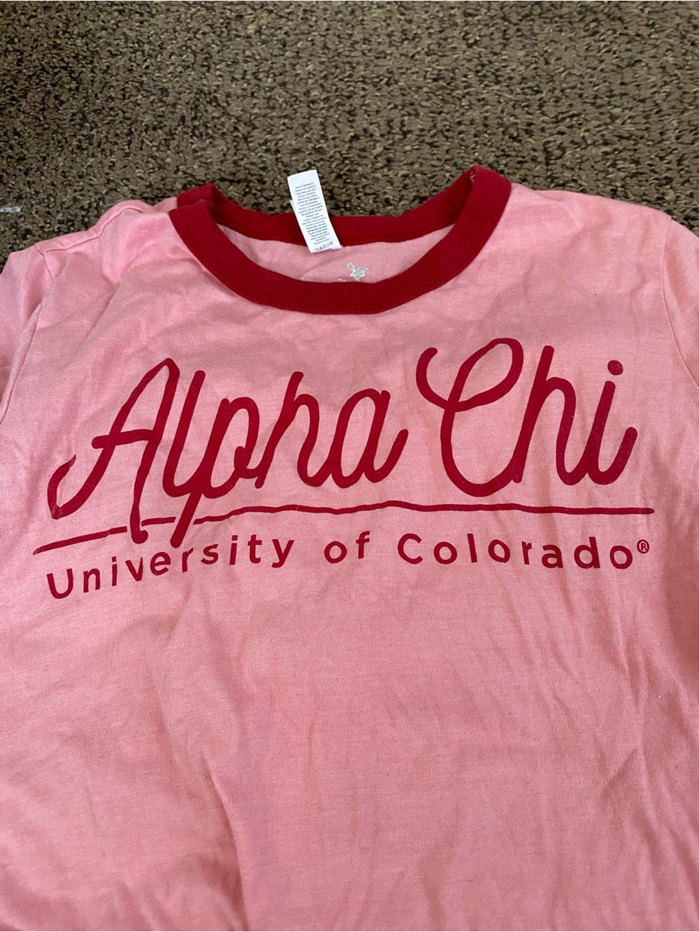 Alpha Chi University of Colorado Pink Ringer Tee